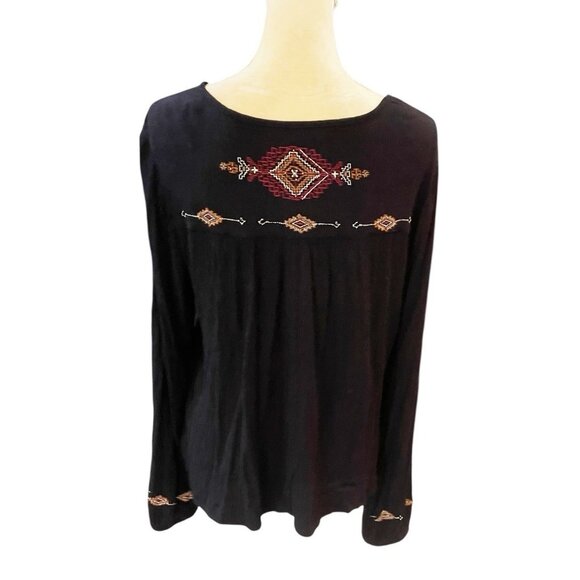 Idyllwind XL Black Embroidered Peasant Blouse Western Tassel Miranda Lambert - Picture 3 of 9